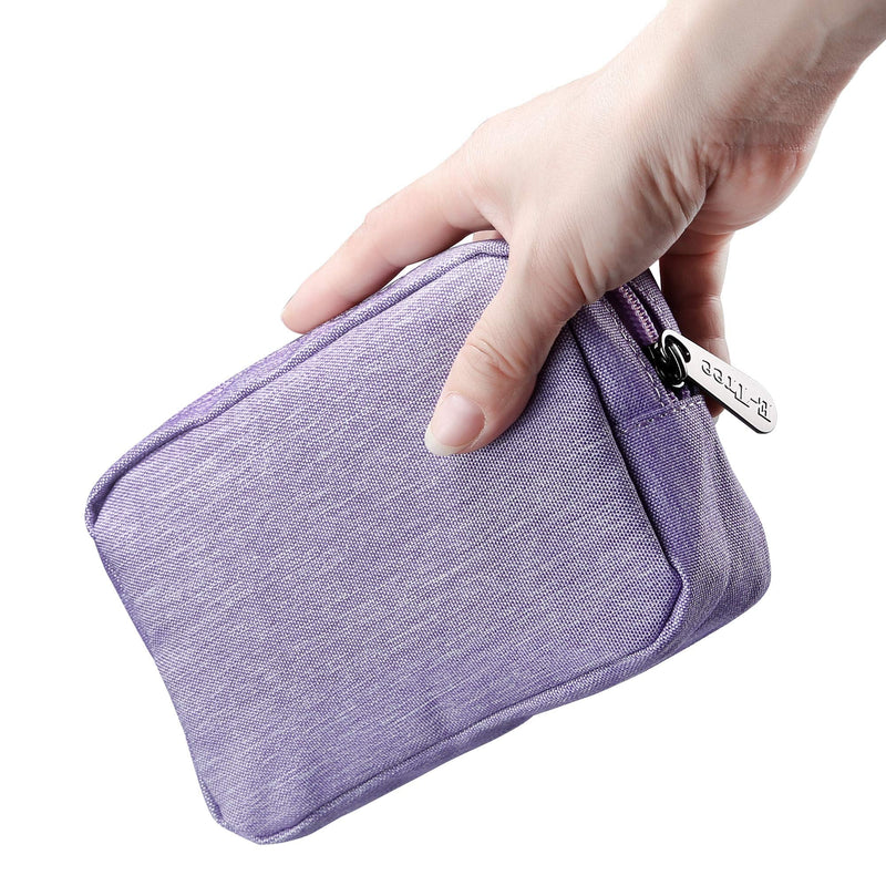 E-Tree 7 inch Canvas Zippered Small Bag, Mini Travel Makeup Carrying Case, Cosmetic Bag, Portable Electronics Accessories Organizer, Tiny Coin Purse Wallet, Little Pouch for Little Items, Purple 6" X 1.8" X 4"