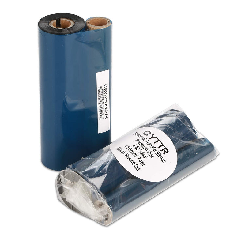 4.33" x 244' Thermal Transfer Ribbon - 1 Roll. Resin Enhanced Wax 1/2 Inch Core Ink Out for Zebra Eltron Datamax Zebra GC420t GK420t GX420t TLP2442 TLP2844
