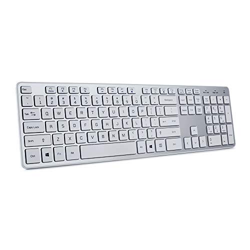 BFRIENDit Wireless Keyboard Ultra - Quiet Chocolate Keys 2.4GHz Connection Slim Wireless Computer Keyboard for Windows 10/8/7/Vista, Microsoft & PC, Smart TV, RF1430K - Silver White