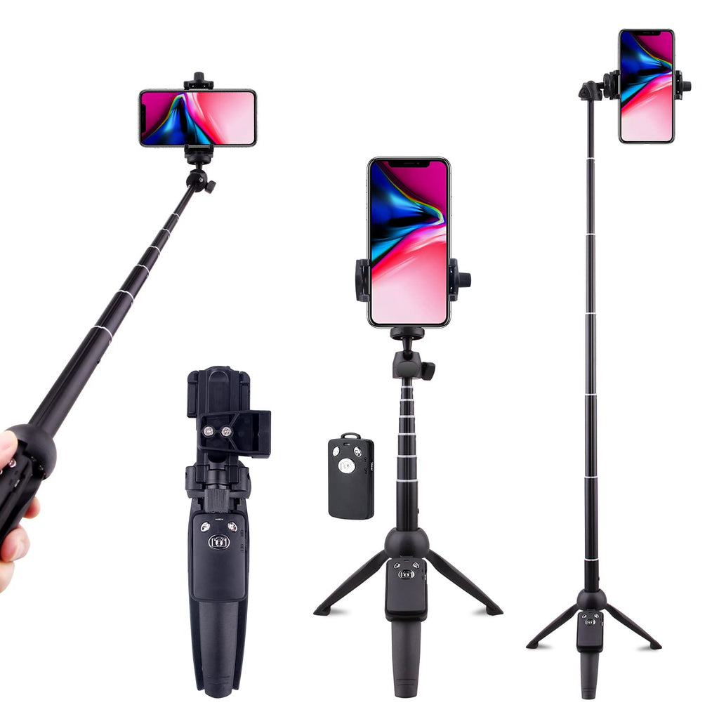 Phone Tripod, LATZZ 40 Inch iPhone Stand, Tripod for iPhone with Wireless Remote Control, Tripod for The iPhone 14/13/12/11 Pro/Xs MAX/XR/X/8/7P/Galaxy Note 20/S21/S20/S10, More 40-54 Inch Black(40inch)
