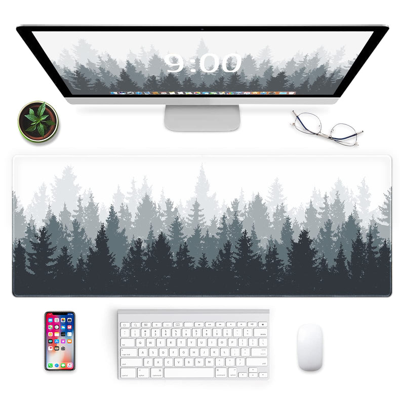 Galdas Gaming Mouse Pad Forest Background Pattern XXL XL Large Mouse Pad Mat Long Extended Mousepad Desk Pad Non-Slip Rubber Mice Pads Stitched Edges Thin Pad (31.5x11.8x0.12 Inch)-Tree Tree