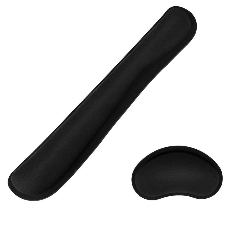 Wrist Rest for Computer Keyboard and Mouse Pad Support Memory Foam Set Easy Typing and Wrist Pain Relief Ergonomic Lightweight Anti-Skid Wrist Cushion for Office Gaming Laptop Mac (Black) Black