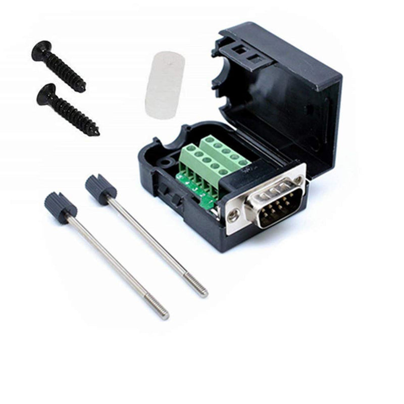 Connector DB9 RS232 D-SUB Male Adapter to Screw Connector 9 Pin Port to Terminal Connector Signal Module with Case (Male Connector DB9)