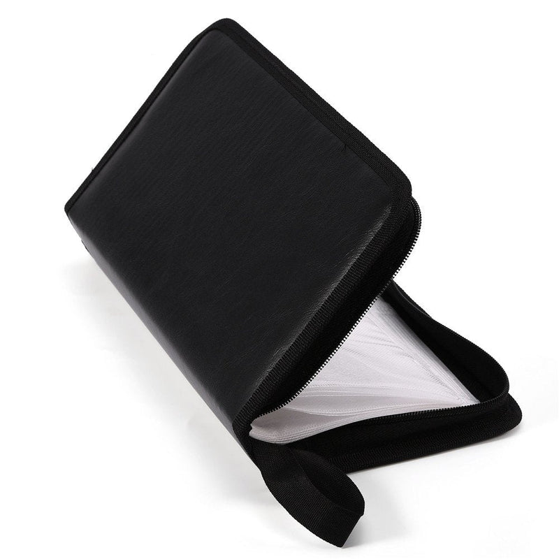 [AUSTRALIA] - Zerone PU Leather CD Case, 80 Capacity Heavy Duty CD Wallets Portable VCD DVD Disc Storage Case Bag Organizer Holder(Black) Black 