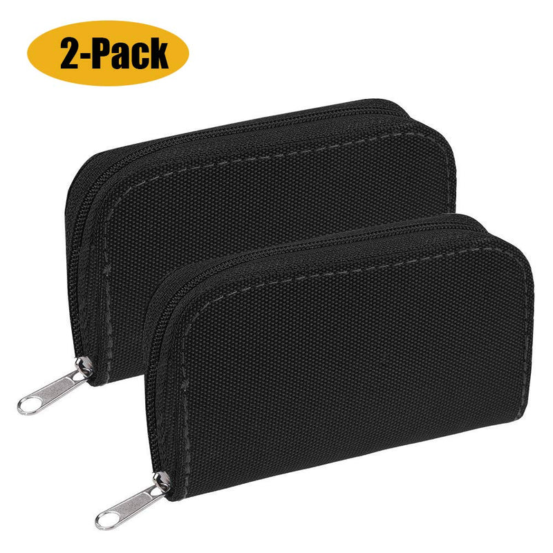 [2-Pack] Memory Card Carrying Case, Suitable for SD, SDHC, Micro SD, Mini SD and 4X CF Cards, Card Holder Bag Wallet for Media Storage Organization (Black+Black) 2-PACK Black