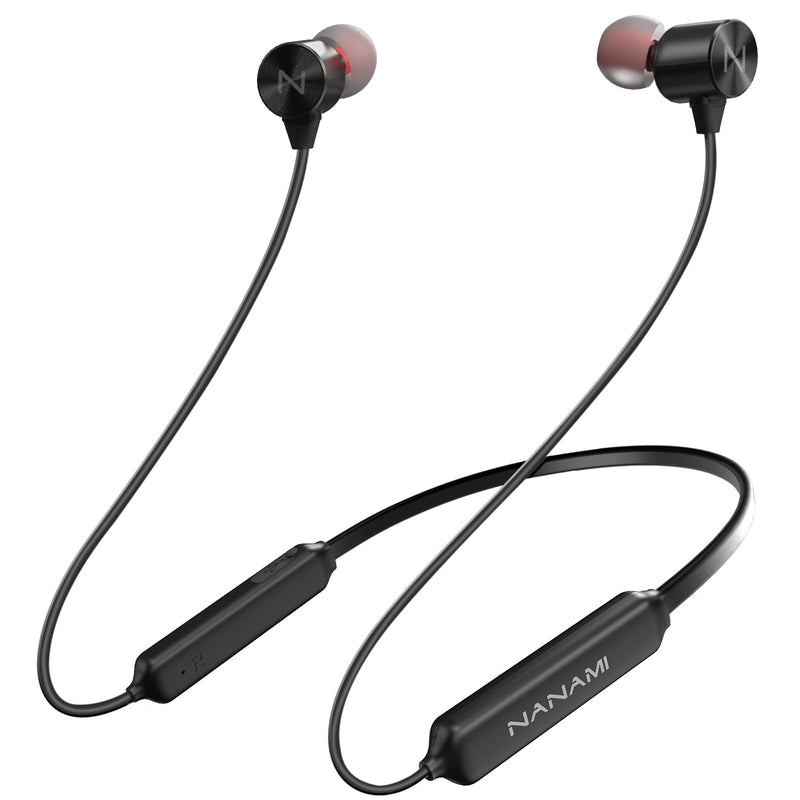 [AUSTRALIA] - NANAMI Earbuds, Update Bluetooth Wireless Headphones, IPX7 Waterproof, in-Ear Earphones with Mic, Magnetic Neckband, HiFi Stereo Deep Bass Noise Cancellation Headsets,18 Hours Playtime for Gym,Sports Black with red 