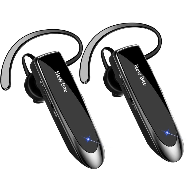 [AUSTRALIA] - [2 Pack] Bluetooth Earpiece Wireless Handsfree Headset V5.0 24 Hrs Driving with Mic 60 Days Standby Bluetooth Headset for iPhone Android Samsung Driver Black 