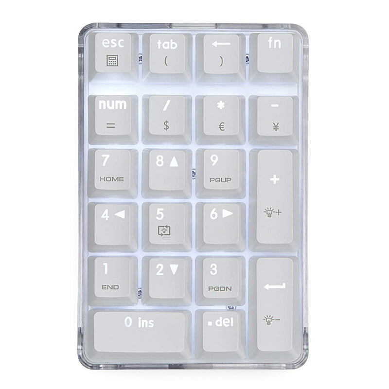 Mechanical Numeric Keypad GATERON Blue Switch Wired Gaming Keypad Crystal Case White Backlit 21 Keys Mini Numpad Portable Keypad Extended Layout White Magicforce by Qisan 21 keys GATERON Blue Switch