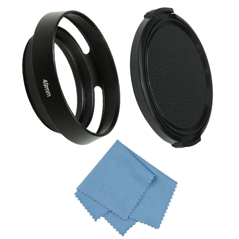 SIOTI 49mm Lens Hood, Matte Treatment Inside, Aluminum Material, Compatible with All Camera Lens S/C/N/F/O/P etc.(49mm) Standard Vented
