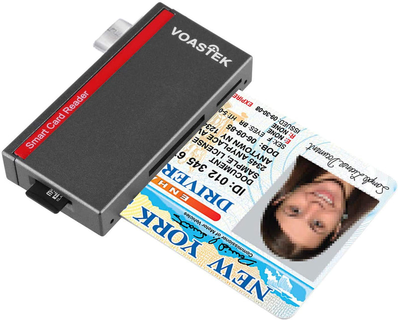 USB C Smart Card Reader, DOD Military CAC Card Reader Compatible with Mac, MacBook Pro, Chromebook and Other Type C Laptops | Built-in 3 Slots SD/Micro SD Memory Card Reader VT-UTC502