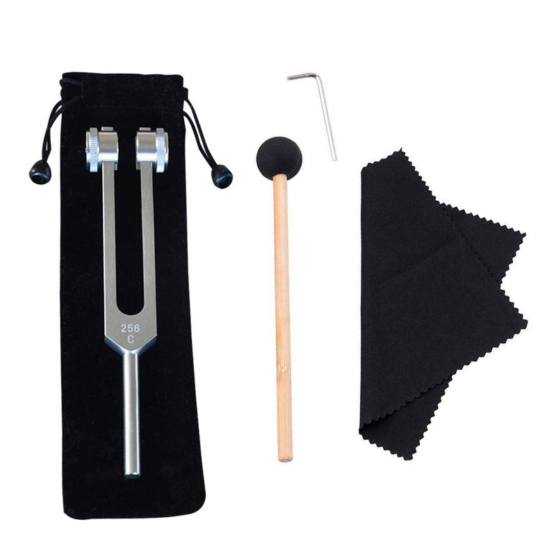 QIYUN 256 Hz Tuning Fork, 256 Cps Tuning Forks with Fixed Weights, Clinical Grade Nerve/Sensory with Silicone Hammer & Cleaning Cloth