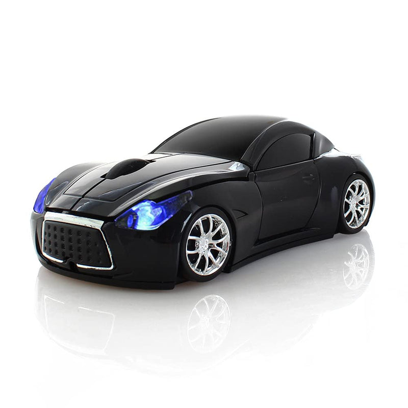 ECOiNVA Wireless Sports Car Mouse Desktop Laptop Computer Optical Mouse Mice AAA Battery Nano USB 2.4GHz Gaming Mouse (Black) Black