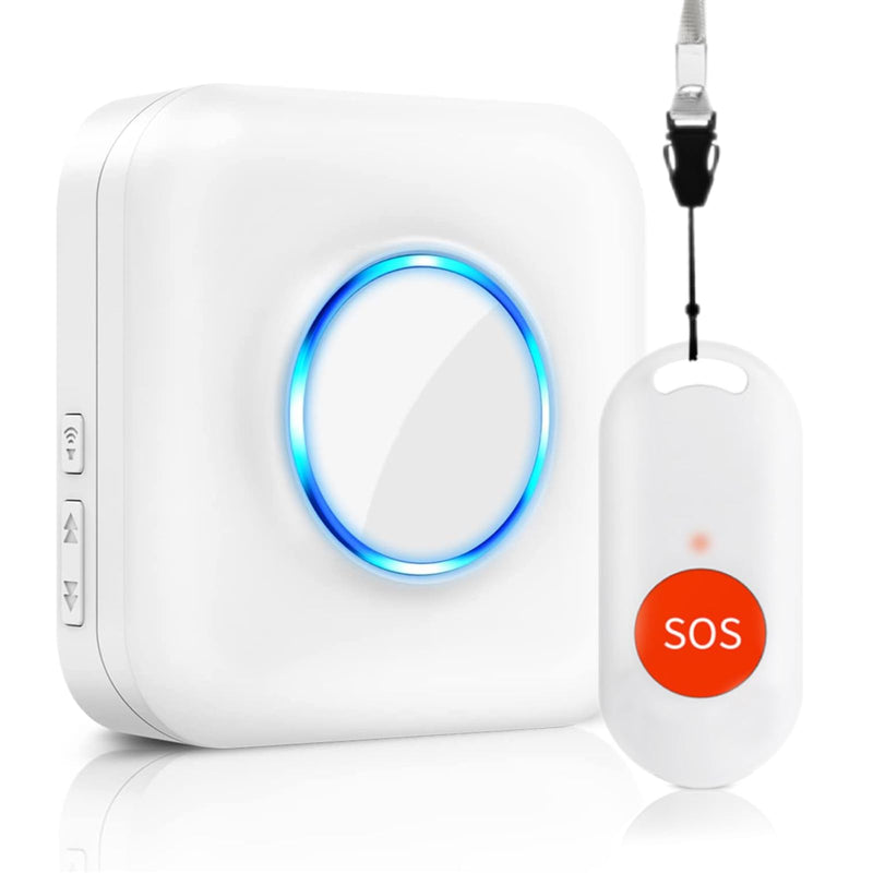 Caregiver Pager Wireless Call Button for Elderly Life Alert Home Emergency SOS Call Alert System Nurse Call Bell for Patients/Seniors/Disabled