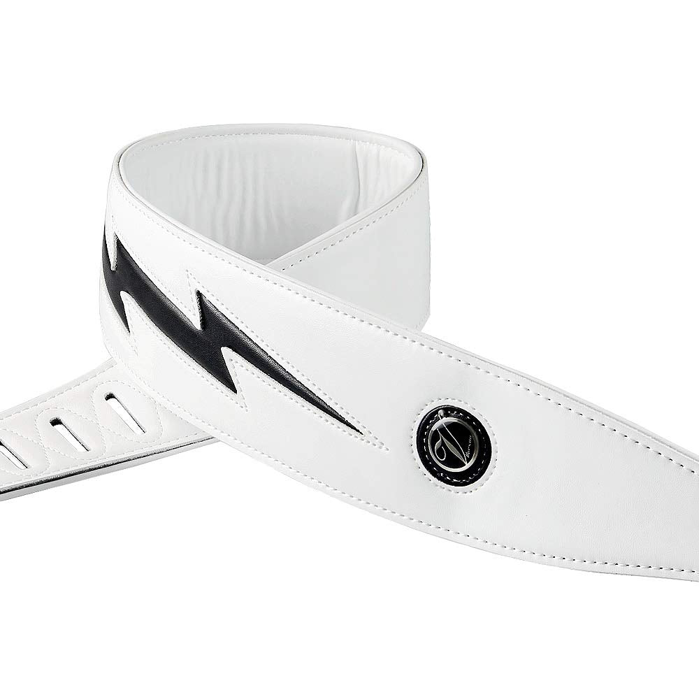 Cool Lightning Pattern/Flame Guitar Strap Strap for Electric Guitar/Bass White