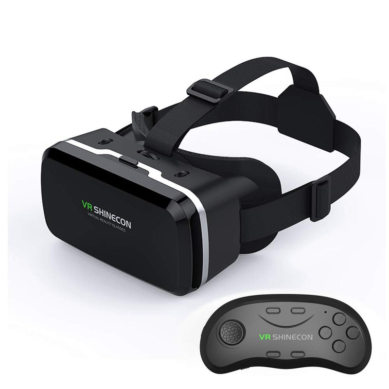 VR Headset with Remote Controller,3D Glasses Virtual Reality Headset for VR Games & 3D Movies, VR Headset for iPhone & Android Phone,VR Glasses Suitable for Kids and Adults VR headphone with handle