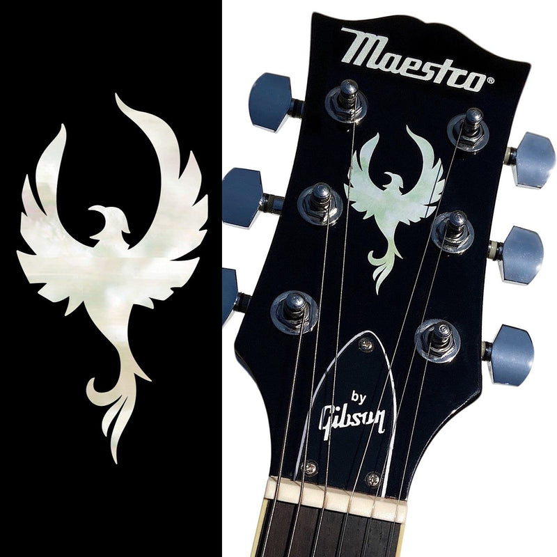Inlay Sticker for Guitar Headstock - Phoenix Bird - White Pearl White Pearl & Ocher