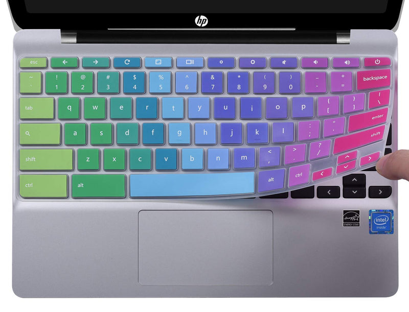 Colorful Keyboard Cover for HP 11.6 inch Chromebook, HP Chromebook x360 11.6 inch & HP Chromebook 11 G2, G3, G4,G5, G6 EE, G7 EE, 11A-NB0013DX (NOT Fit HP Chromebook 11a-na,11A G8 EE), Rainbow