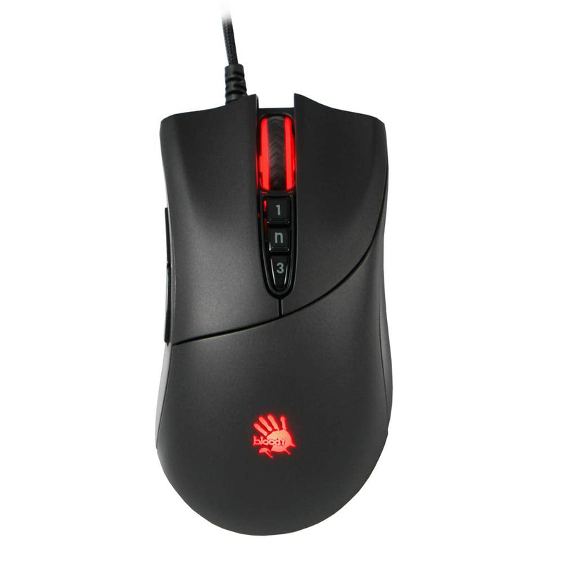 Bloody SP30 Ergonomic Optical Switch Gaming Mouse - Fastest Mouse Switch in Gaming - Enthusiast Grade 3360 Sensor - 8 Programmable Buttons - Non-Slip Rubberized Black - 12,000 DPI