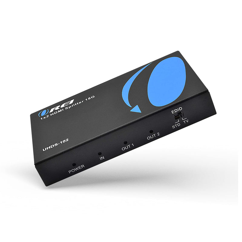 OREI UltraHD 4K @ 60 Hz 1 X 2 HDMI Splitter 1 in 2 Out 2 Port 2: 8-Bit - HDMI 2.0, HDCP 2.0, 18 Gbps, EDID, Duplicate / Mirror 4K Screens - UHDS-102 1x2