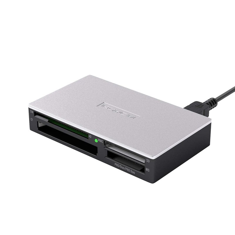 SmartMedia Card Reader Writer All-in-1 USB Universal Multi Card Adapter Slim Hub Read Smart Media, xD, SD, SDHC, SDXC, UHS-I, MMC, MS Pro Duo, CF, MD, Camera Flash Memory Cards For Windows, Mac, Linux Silver-17-in-1-S3
