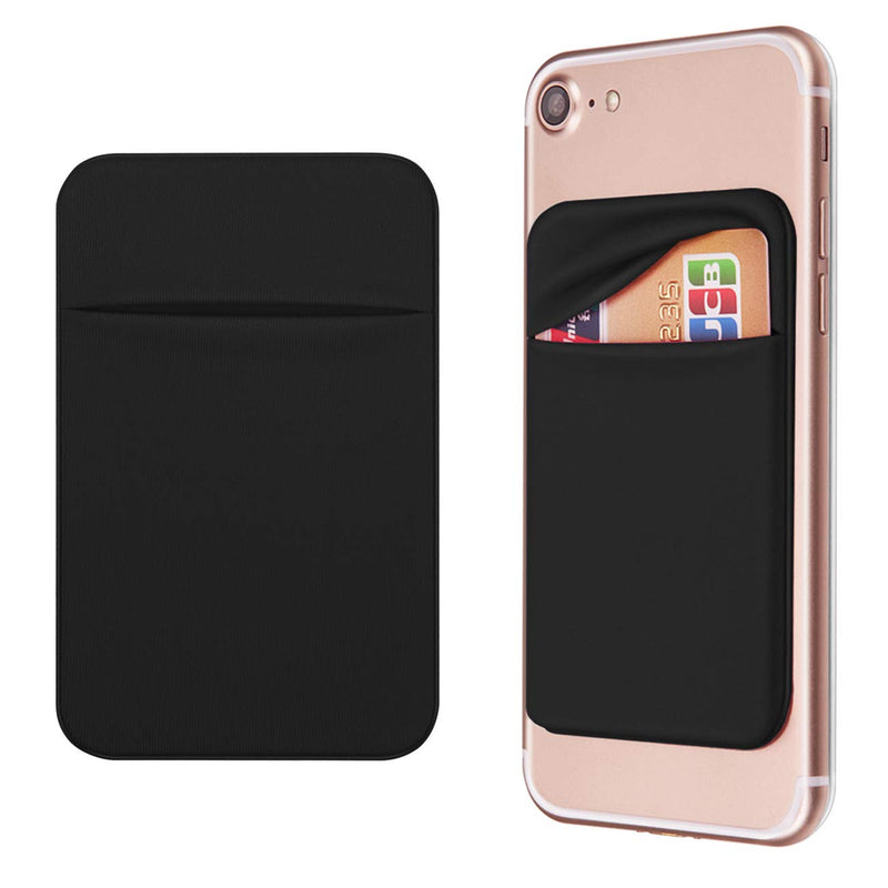 Cell Phone Pocket Self Adhesive Card Holder Stick On Wallet Sleeve with Adhesive RFID Card ID Credit Card ATM Card Holder for iPhone Android 2 PACK BLACK Black（2pack）