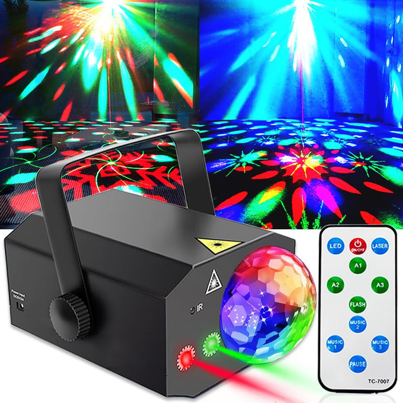 Party Lights Disco Ball, Disco Lights Laser DJ Light Sound Activated Strobe Lights with Remote Control Laser Lights Disco Lights for Parties Inoor Club Bar KTV Holiday Dance Christmas Birthday