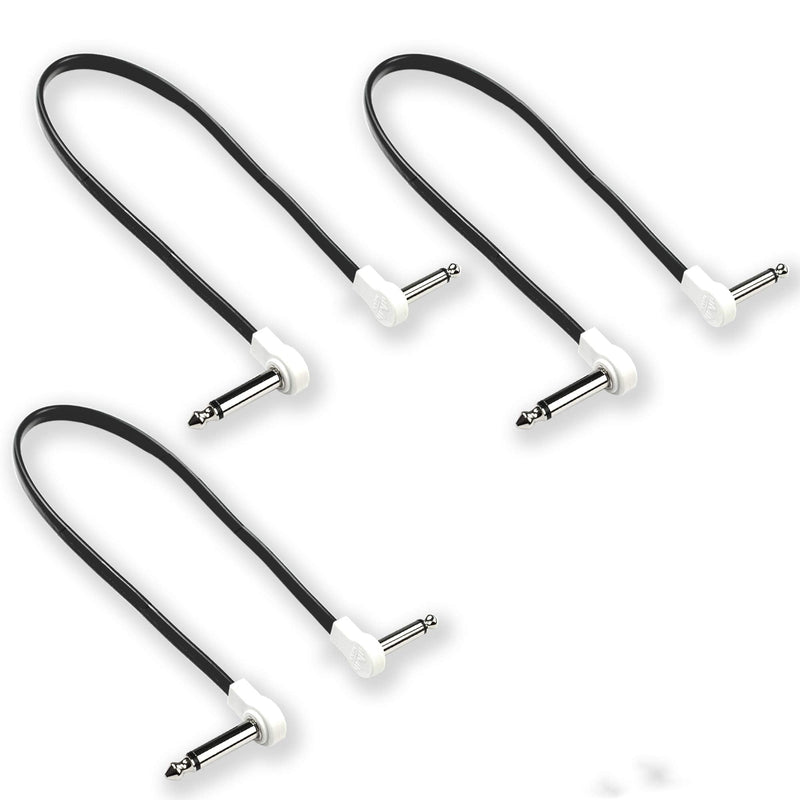 [AUSTRALIA] - Flat Low Profile Guitar Patch Cable 20 inch for Effects Pedals, 1/4 inch Right-Angle, White, 3-Pack New Version 20" 