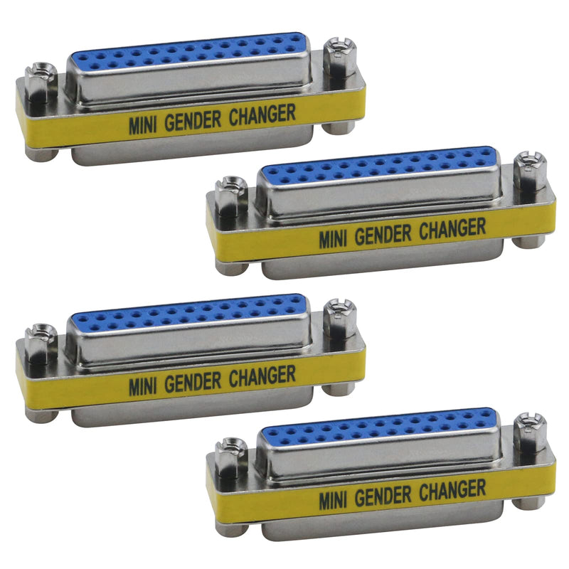 Antrader 4-Pack DB25 25 Pin Serial Port Female to Female Mini Gender Changer Coupler Adapter RS232 Connector DB25 (Female to Female)