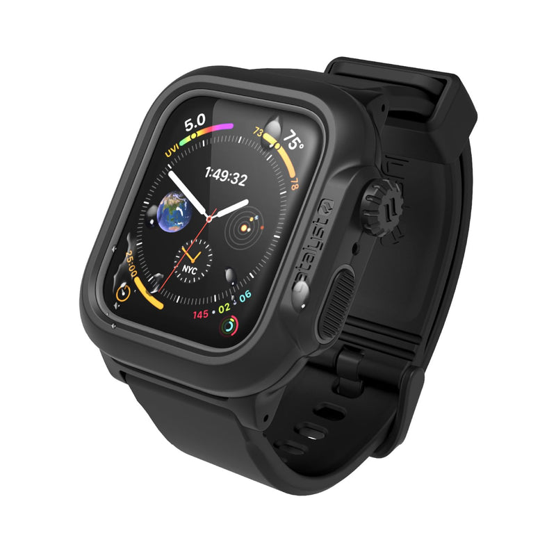 Catalyst 330ft Waterproof Case for Apple Watch Series SE 6/5/4 44mm, Soft Silicone Watch Band, Shock Proof Rugged Protective Case, Microfiber Cloth included – (Black)