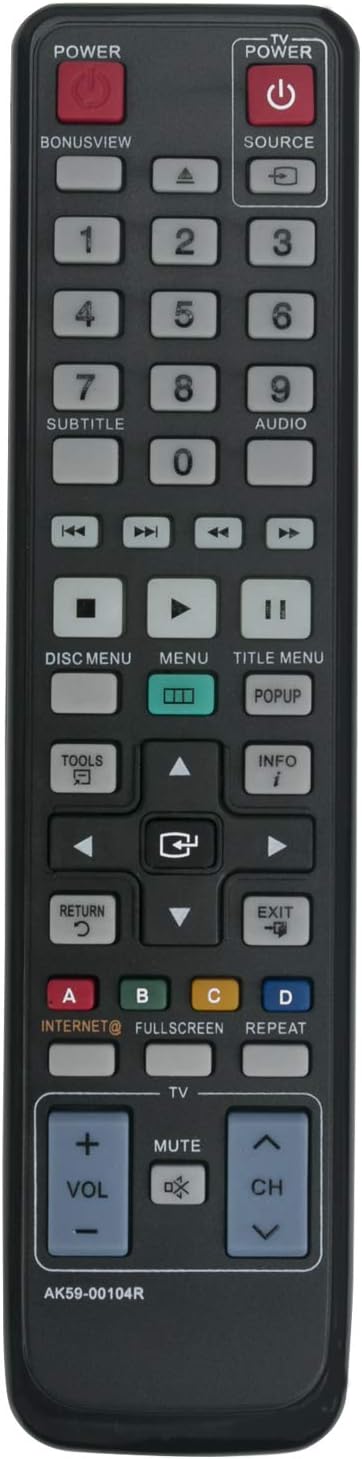 [AUSTRALIA] - New AK59-00104R Replaced Remote Control fit for Samsung DVD Blu-Ray Player BD- C5500 BD-C7500 BD-C6900 BD-C5300 BD-5500C BD-C5900 BD-C6500 BD-C5500 BD-C6800 BD-C7509 BD-C7900 BD-C6600 BD-D6500/ZA 