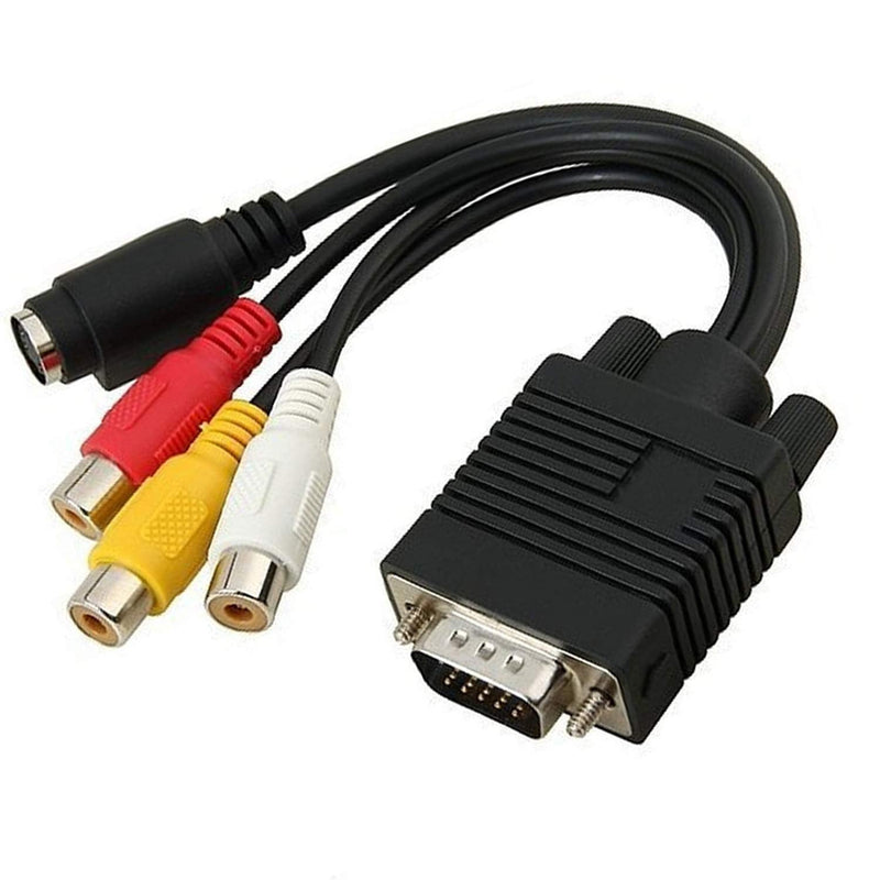 OUOU VGA to RCA Cable〔2 Pack 〕VGA Male to S-Video 3 RCA Jack Female Composite AV TV Out Adapter Converter Video Cable for TV PC Computer AV Projector