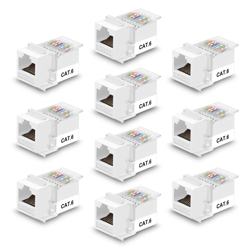 [AUSTRALIA] - iGreely RJ45 Keystone Jack - 10Pack RJ45 CAT6/CAT5e Tool-Less No Punch Down Tool Required Gold Plated 10 GB Ethernet Cable Patch Panel Wall Plate (White) White 