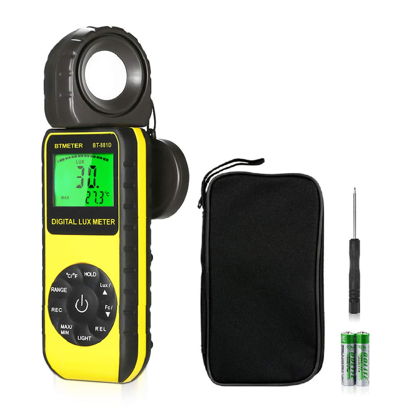 [AUSTRALIA] - BTMETER BT-881D Digital Illuminance Light Meter, Measure Lights 0.01~400,000 Lux (0.01~40,000 FC) Foot Candles Luxmeter with 270º Rotated Sensor for Plants LED Lights Indoor Outdoor Light Tester BT881D (0.01~400,000 Lux) 