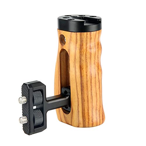 NICEYRIG Universal Side Wooden Handle Handgrip with Cold Shoe for DSLR Cage