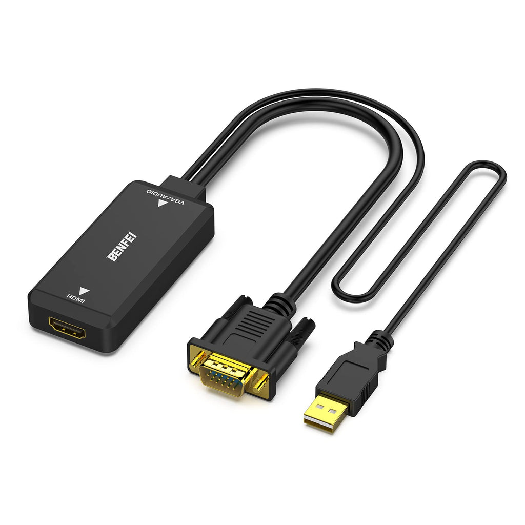 BENFEI VGA to HDMI Adapter, 1080P Converter with Audio from Computer/Laptop VGA Source to HDMI TV/Monitor 1pack VGA Source to HDMI Monitor