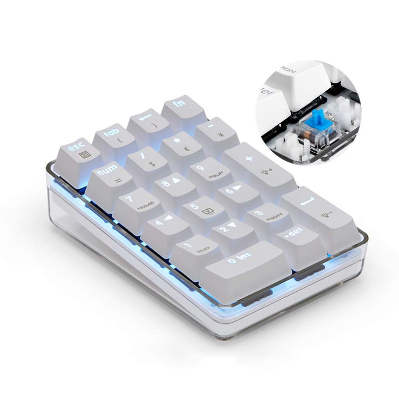 Magicforce Number Pad, Mechanical USB Wired Numeric Keypad with Blue LED Backlit 21-Key Numpad for Laptop Desktop Computer PC Blue