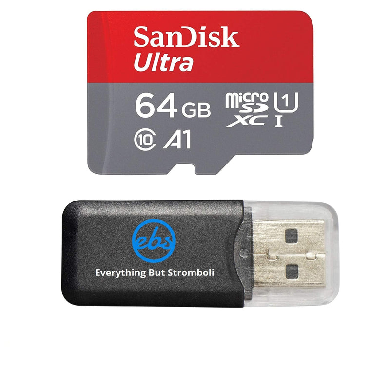 SanDisk 64GB Ultra Micro SDXC Memory Card Bundle Works with Samsung Galaxy J3 (2018), J4, J6, J8, Amp Prime 3 Phone UHS-I Class 10 (SDSQUAR-064G-GN6MN) Plus Everything But Stromboli (TM) Card Reader