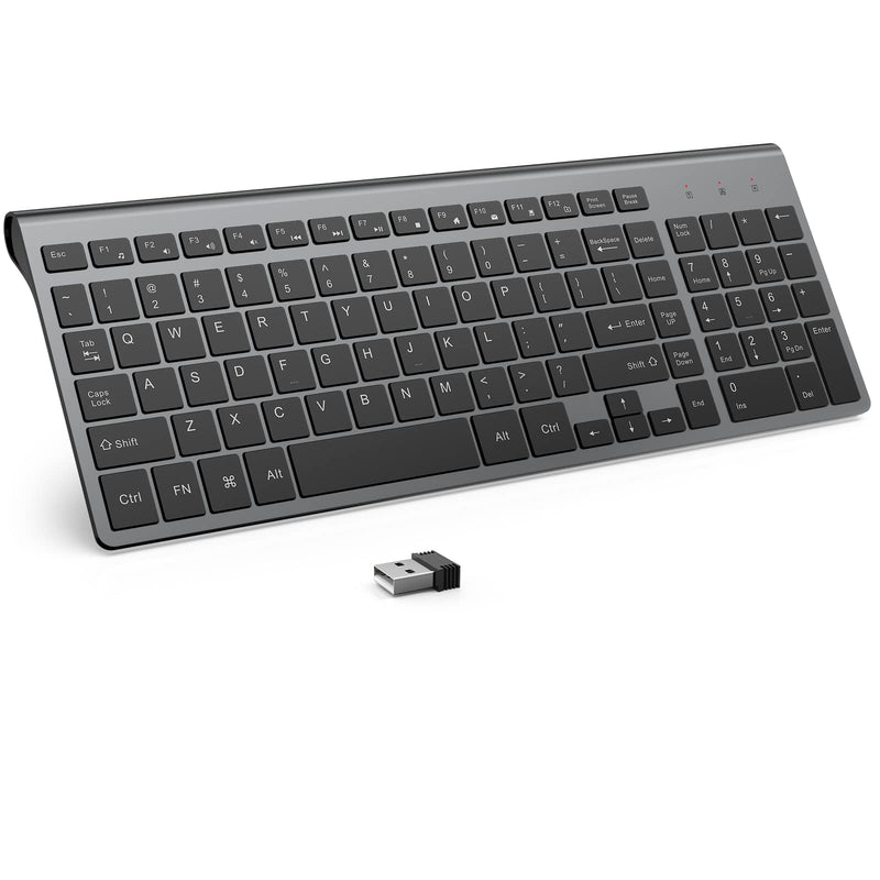 Wireless Keyboard, J JOYACCESS 2.4G Slim and Compact Wireless Keyboard with Numeric Pad for Laptop, MacBook Air, Apple, Computer, PC(Black and Grey) Black
