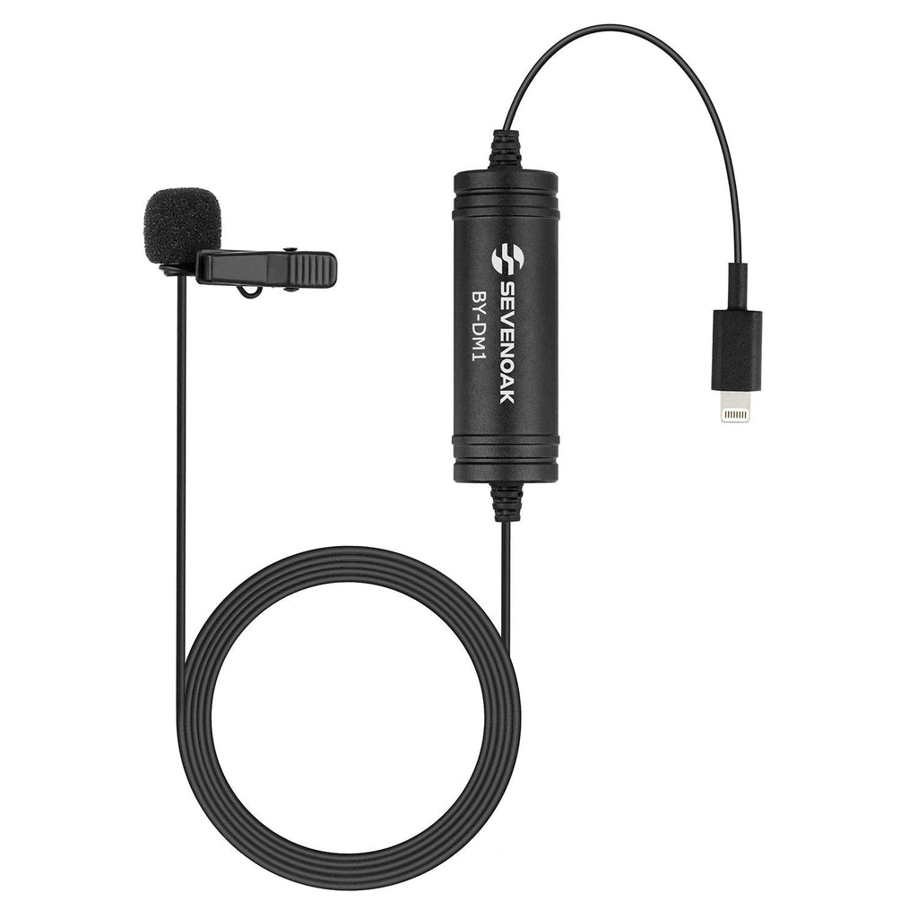 Sevenoak by-DM1 MFI Lightning Connected Lavalier Microphone for iPhone Lapel Clip-on Mic for iOS 20-Foot Cable - Mic for iPhone Smartphone for YouTube Video Vlog Podcast Micro Film