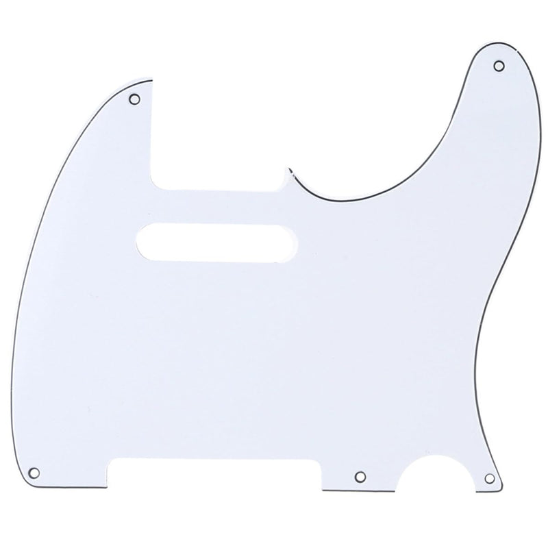 Musiclily 5 Hole Vintage Tele Guitar Pickguard for USA/Mexican Made Fender Standard Telecaster Style, 3Py White 3Ply White