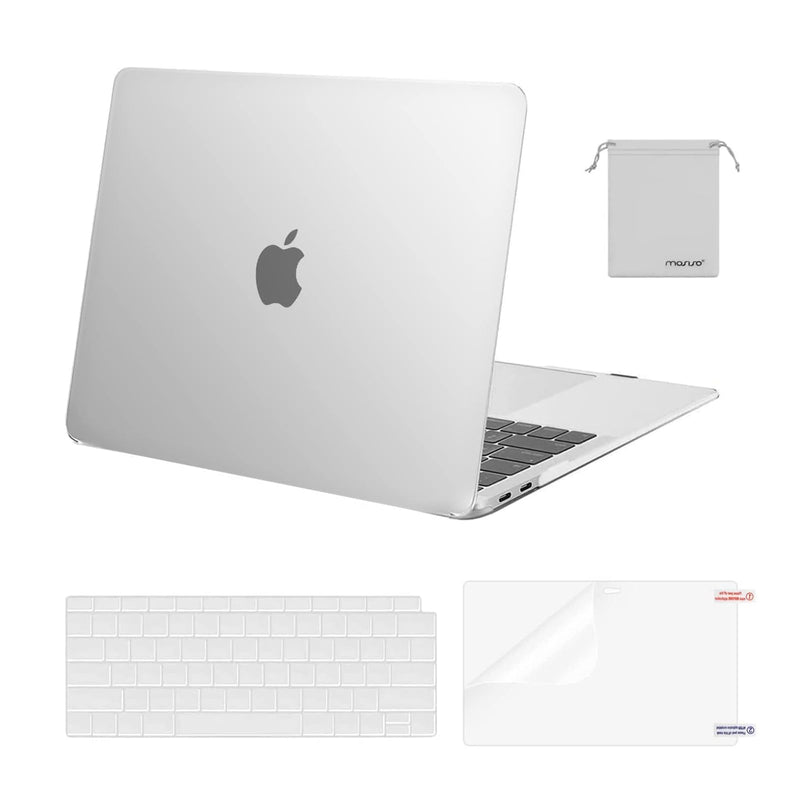 MOSISO Compatible with MacBook Air 13 inch Case 2022, 2021-2018 Release A2337 M1 A2179 A1932 Retina Display Touch ID, Plastic Hard Shell&Keyboard Cover&Screen Protector&Storage Bag, Frost