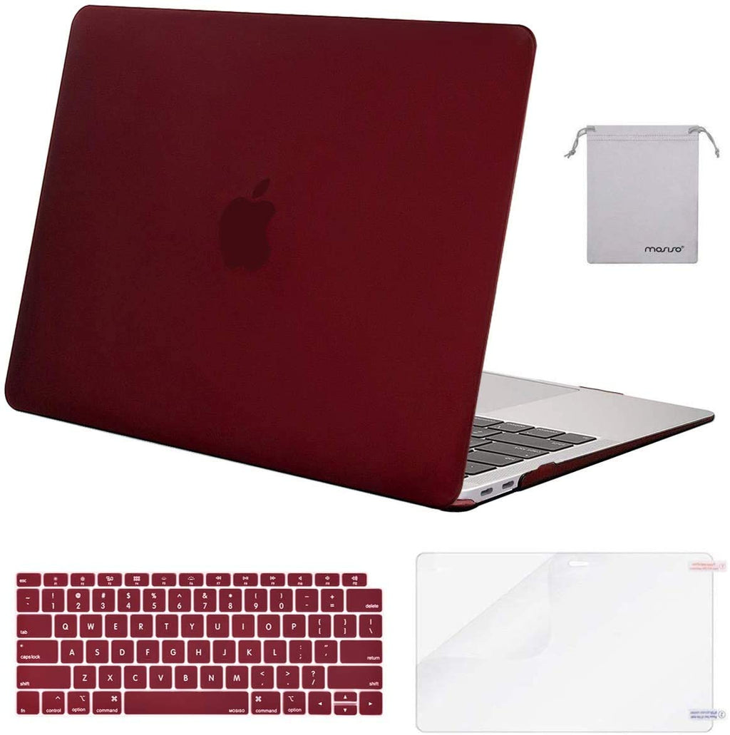 MOSISO Compatible with MacBook Air 13 inch Case 2022, 2021-2018 Release A2337 M1 A2179 A1932 Retina Display Touch ID, Plastic Hard Shell&Keyboard Cover&Screen Protector&Storage Bag, Marsala Red