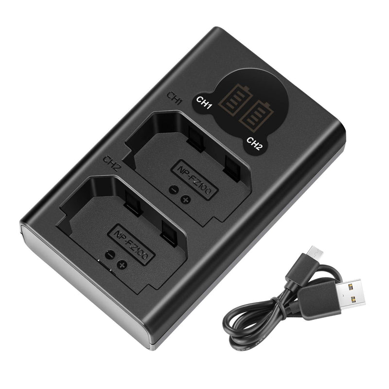 Neewer Dual USB Charger for Sony NP-FZ100 Battery, Compatible with Sony ZV-E1, FX3, FX30, A1, A9 II, A7R V, A7S III, A7 IV, A6600, A7C Cameras, Designed with LCD Display, Versatile Charging Options