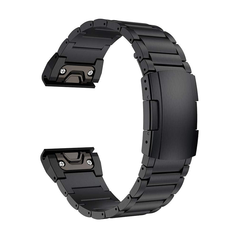 LDFAS Fenix 8/7/6 Pro/5 Plus Band, 22mm Titanium Metal Quick Release Easy Fit Watch Strap with Double Button Clasp Compatible for Garmin Fenix E 7 5 6/Forerunner 935/945/Epix Gen 2 Bands Black