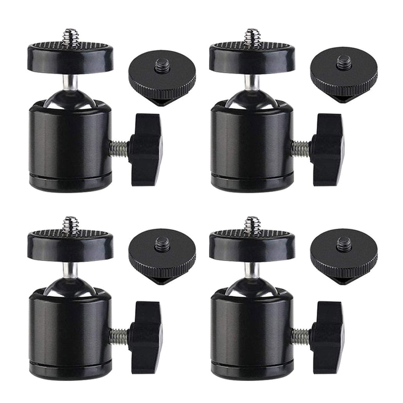 [AUSTRALIA] - SLOW DOLPHIN Hot Shoe Mount Adapter 360 Degree Swivel Mini Ball Head 1/4 Tripod Screw for Cameras, Camcorders, Smart Phone, LED Video Light, Microphone (4 Packs) 