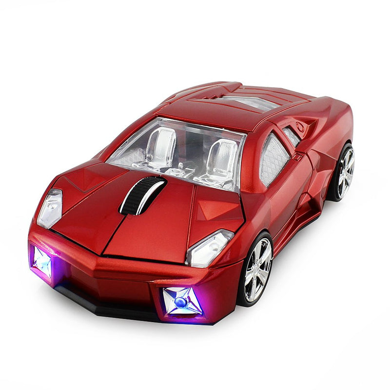 ECOiNVA Wireless Sports Car Mouse Computer Mice Shiny Surface 2.4GHz Mouse (Red) Red