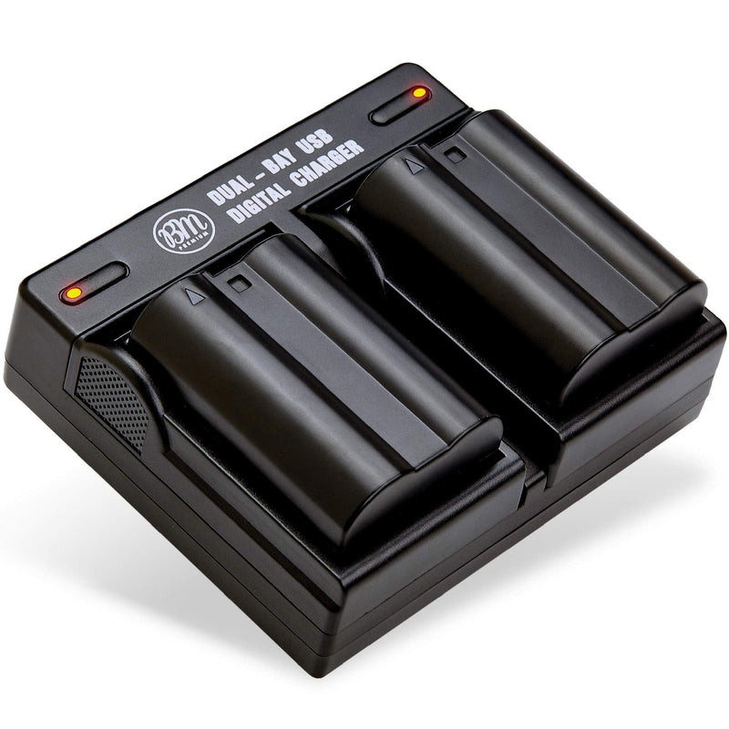 [AUSTRALIA] - BM Premium 2 Pack of EN-EL15B Batteries and Dual Battery Charger for Nikon Z6, Z7, D780, D850, D7500, 1 V1, D500, D600, D610, D750, D800, D800E, D810, D810A, D7000, D7100, D7200 Digital Cameras 