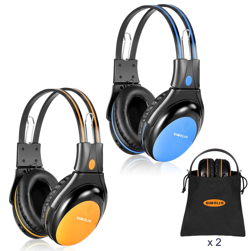 SIMOLIO IR Headphones for Car DVD, Wireless Honda Odyssey Infrared Headsets | 2 Pack 2-Channel Universal Foldable w/ Volume Limit, AUX Cable& Bag for Toyota Sienna, Chrysler Pacifica, GMC Yukon, uConnect