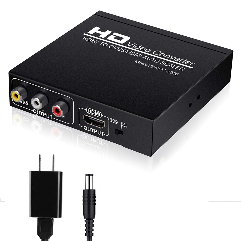 HDMI to RCA and HDMI Adapter Converter, NEWCARE HDMI to HDMI+3RCA CVBS AV Composite Video Audio Adapter/Splitter, with Power Adapter Support 1080P, PAL, NTSC, for HD TV, Older TV,Camera, Monitor, etc