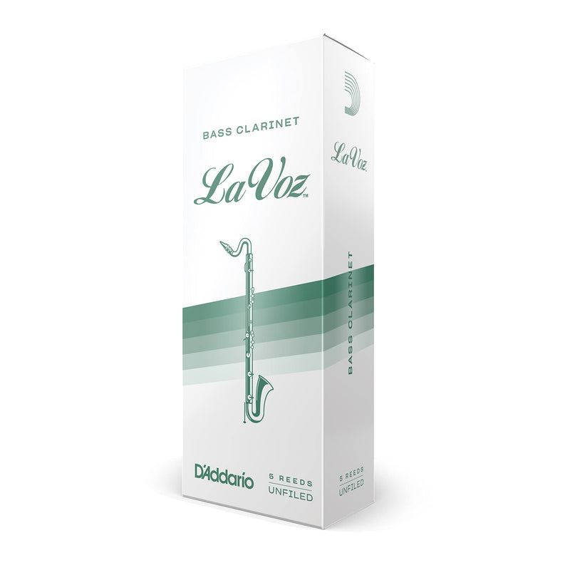 D’Addario Woodwinds La Voz Bass Clarinet Reeds, Strength Medium, 5 Pack 5-Pack